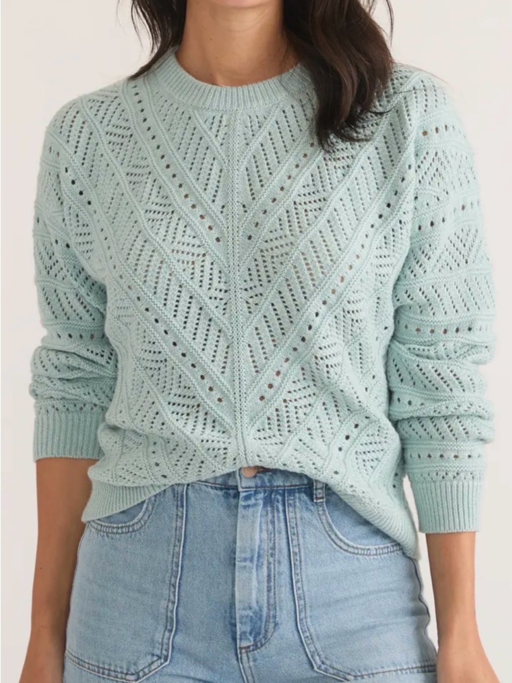 Marine Layer Mint Pointelle Crew Sweater